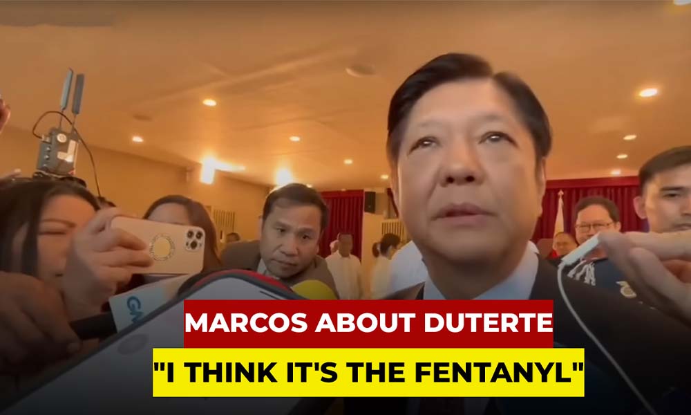 Marcos claims that Duterte's outburst against him is due to the highly addictive narcotic fentanyl