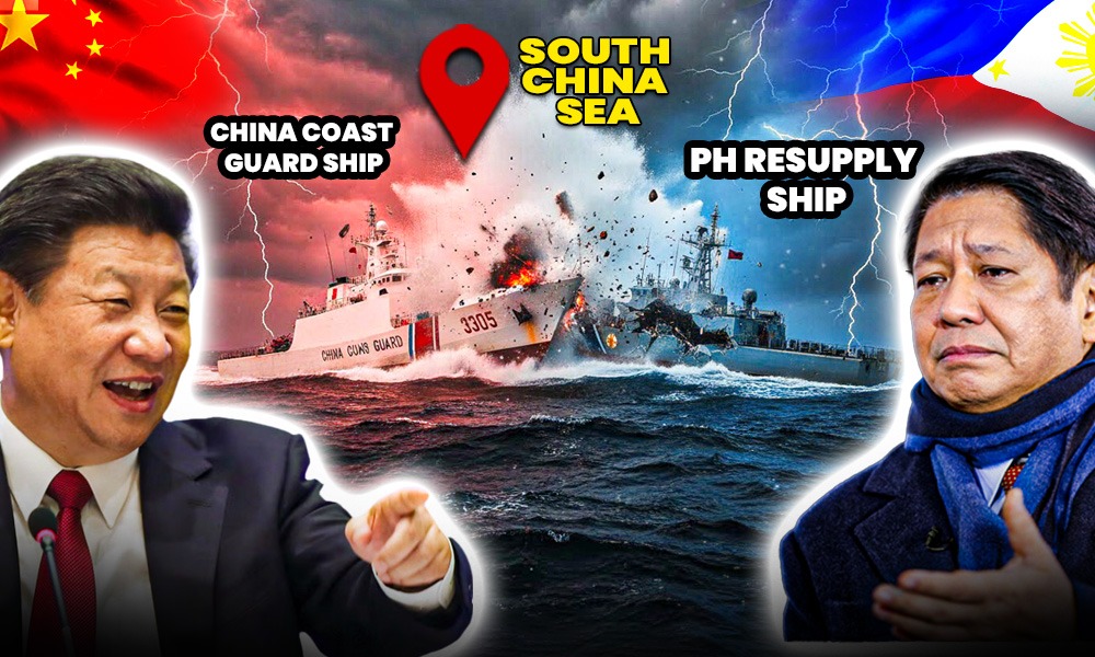 Chinese Coast Guard Rams Philippine Vessel Near Pag-asa Island in South China Sea